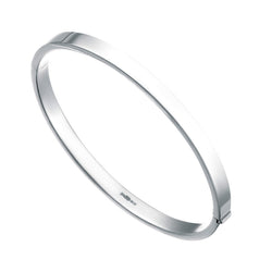 Gecko Jewellery Square Cut Hinged Bangle - Polished Engravable Silver
