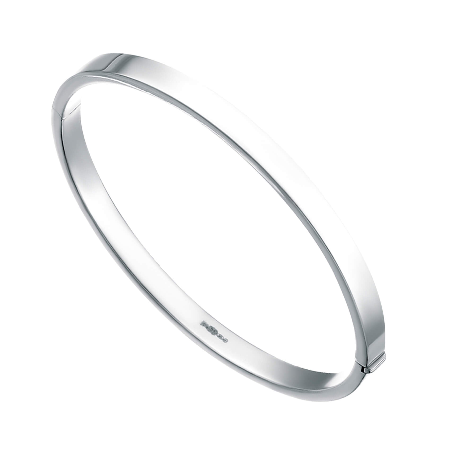 Gecko Jewellery Square Cut Hinged Bangle - Polished Engravable Silver