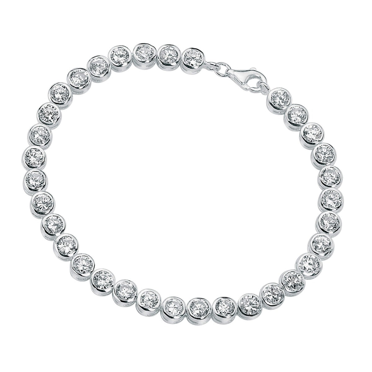 Gecko Jewellery Sterling Silver Cubic Zirconia Tennis Bracelet – 19cm