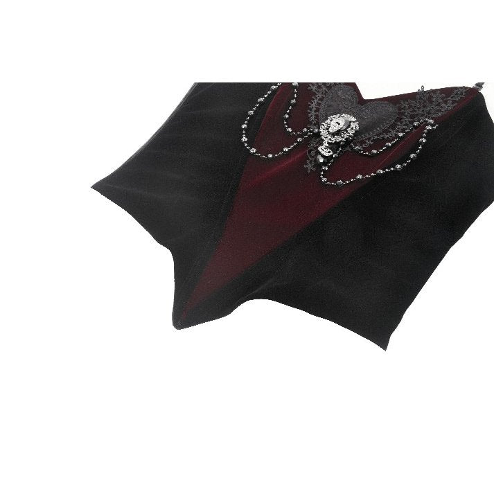 Dark in Love Morrigan Velvet & Lace Goth Top – Wine Red & Black