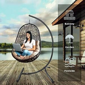 GOUTIME C-Shape Hammock Chair Stand | Heavy Duty Steel Swing Frame