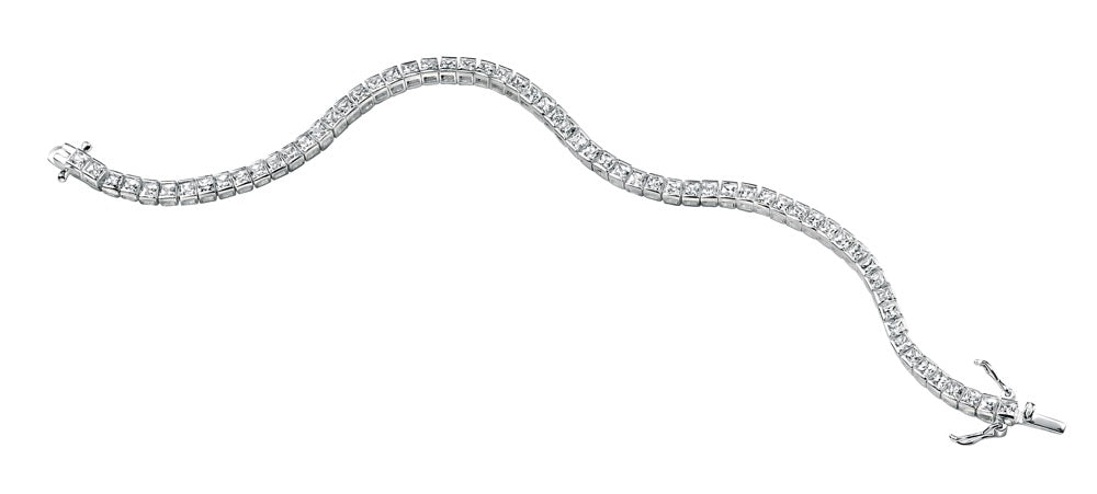 Gecko Jewellery Sterling Silver Square Tennis Bracelet | Cubic Zirconia