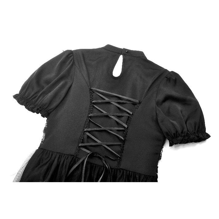 Dark in Love Ebon Rose Goth Dress – Black High-Low Mesh & Lace Gown