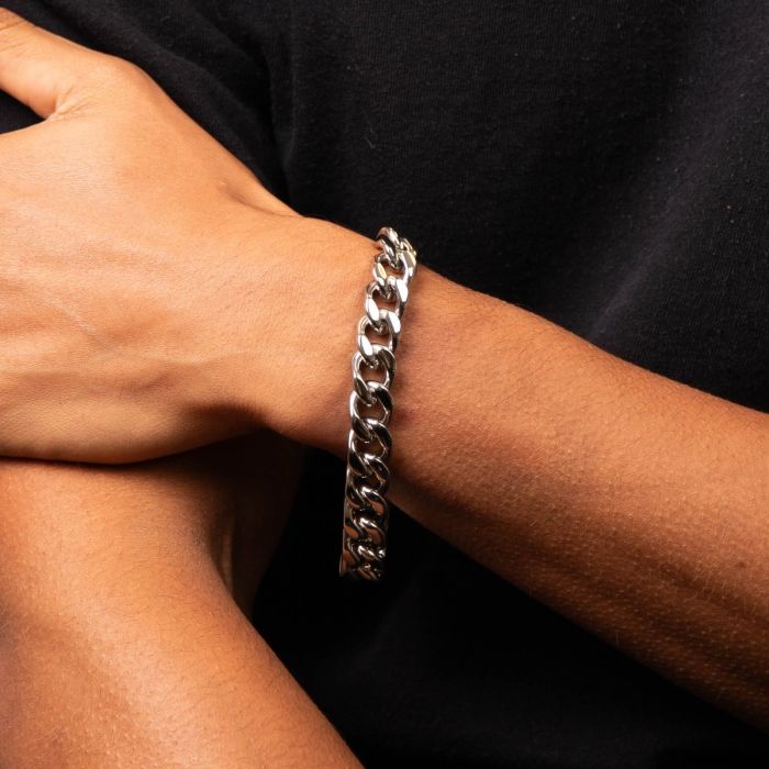Gecko Jewellery Heavyweight Curb Chain Bracelet – Stainless Steel 22cm
