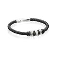 Gecko Jewellery Black Leather Bracelet with Black IP Beads – 21cm