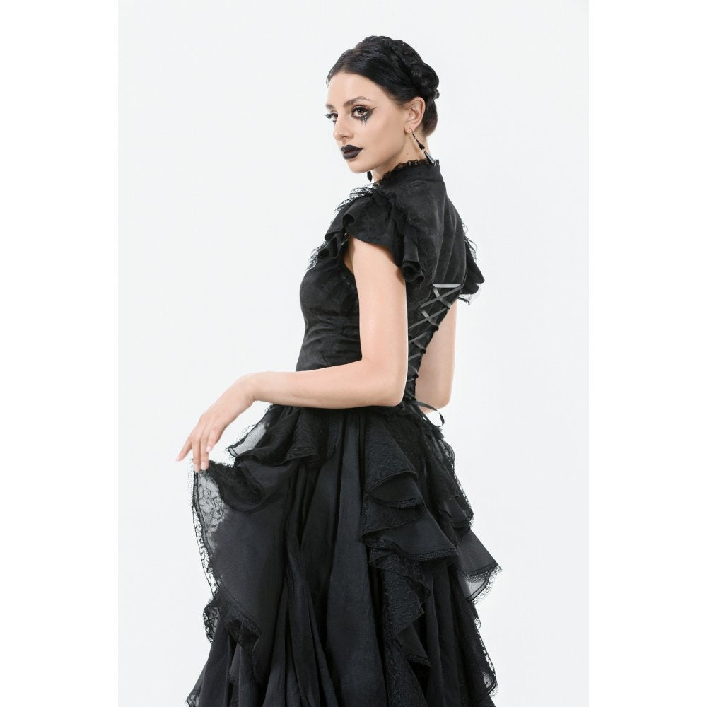 Dark in Love Seraphine Black Lace Shoulder Goth Top | Victorian Style