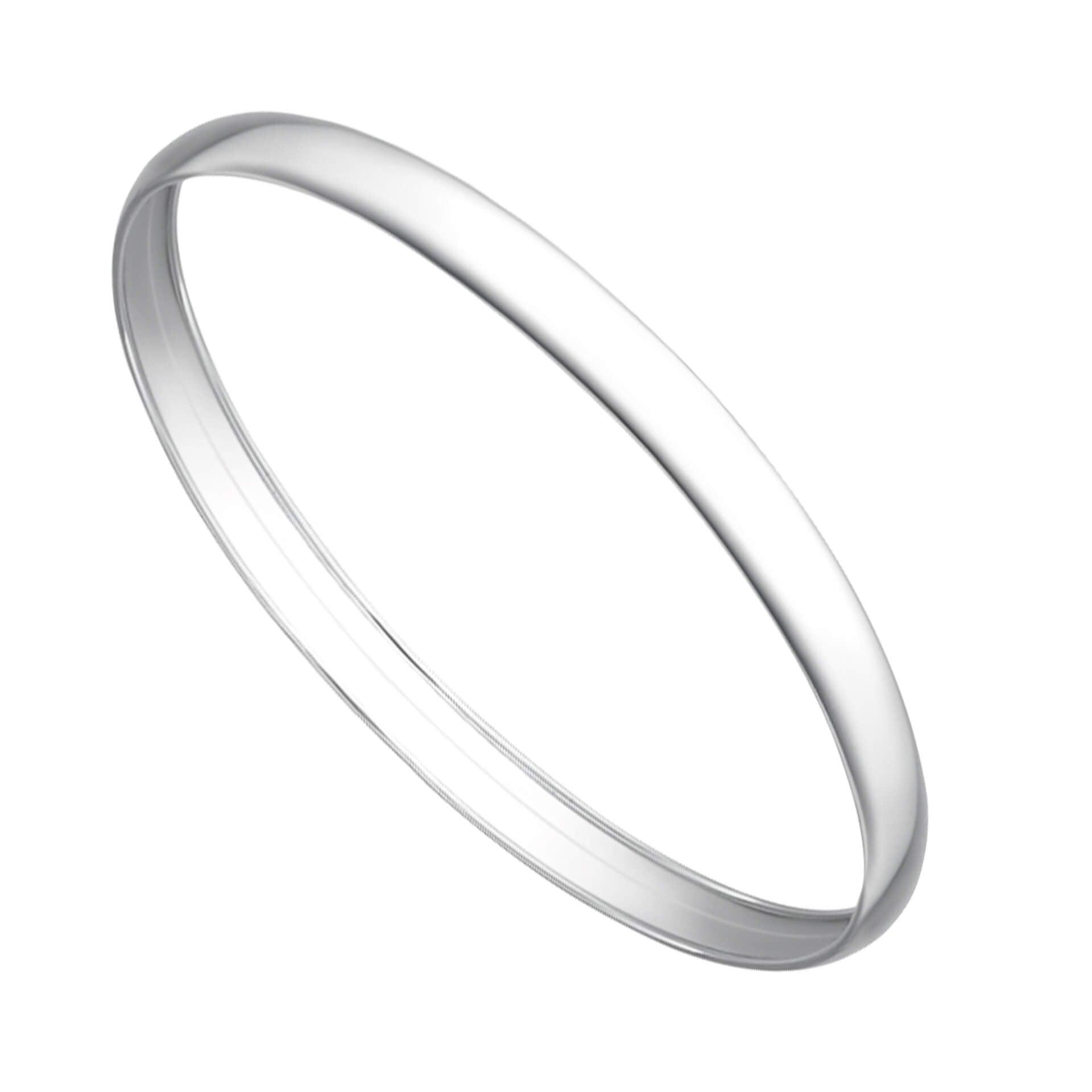 Gecko Jewellery Sterling Silver Plain Bangle - Polished Engravable Gift