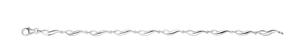 Gecko Jewellery Sterling Silver Twist Link Bracelet - 19cm Minimalist