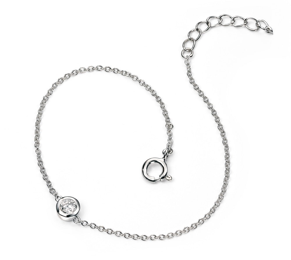 Gecko Jewellery Chain Link Bracelet with Solitaire Cubic Zirconia