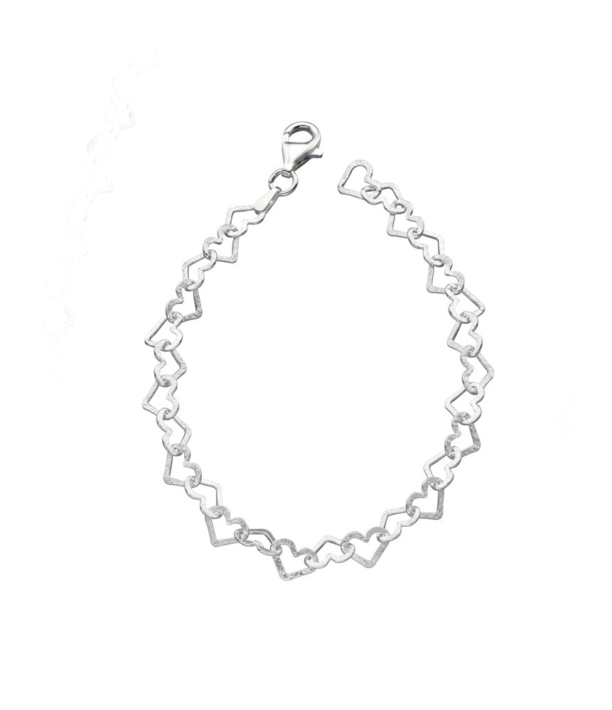 Gecko Jewellery Diamond Cut Heart Bracelet in Sterling Silver