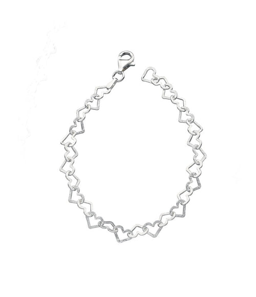 Gecko Jewellery Diamond Cut Heart Bracelet in Sterling Silver