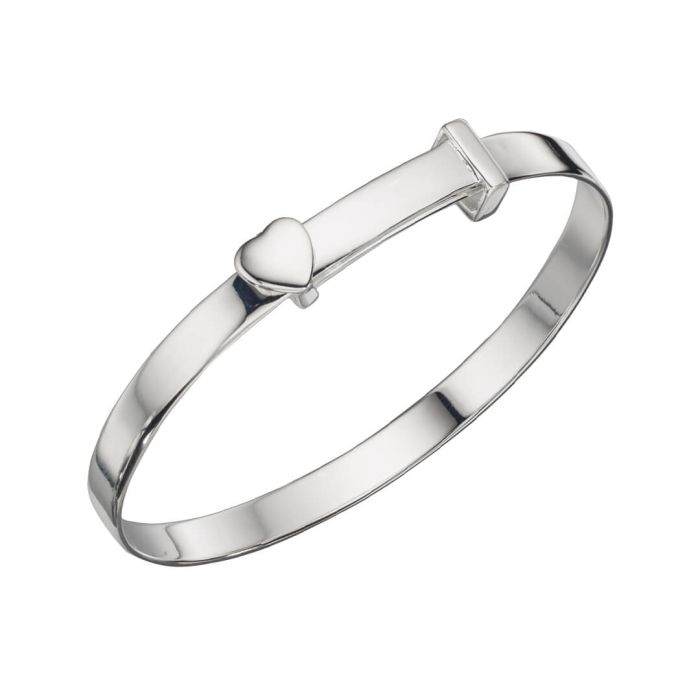 Gecko Jewellery Sterling Silver Heart Motif Expandable Baby Bangle