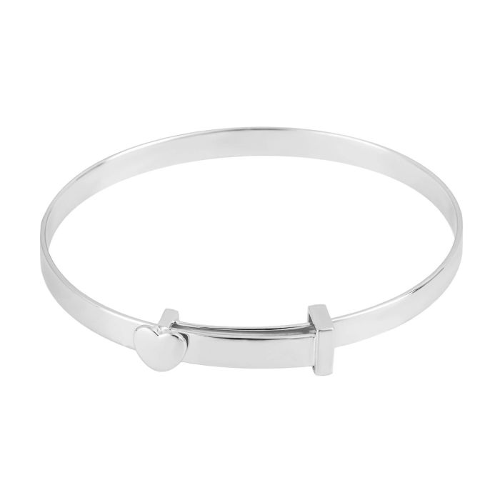 Gecko Jewellery Sterling Silver Heart Motif Expandable Baby Bangle