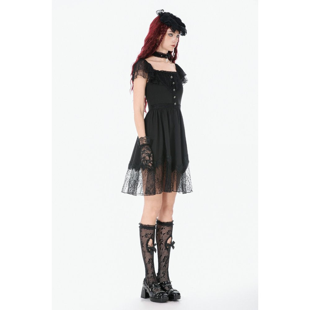 Dark in Love Black Gothic Lolita Dress – Lace Bow Sweet Style