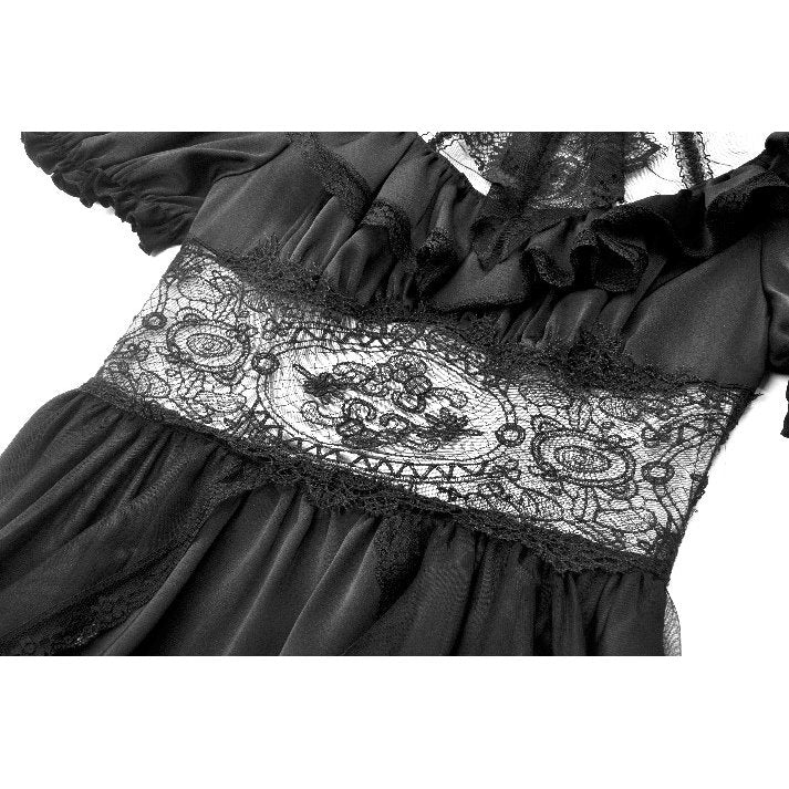 Dark in Love Ebon Rose Goth Dress – Black High-Low Mesh & Lace Gown