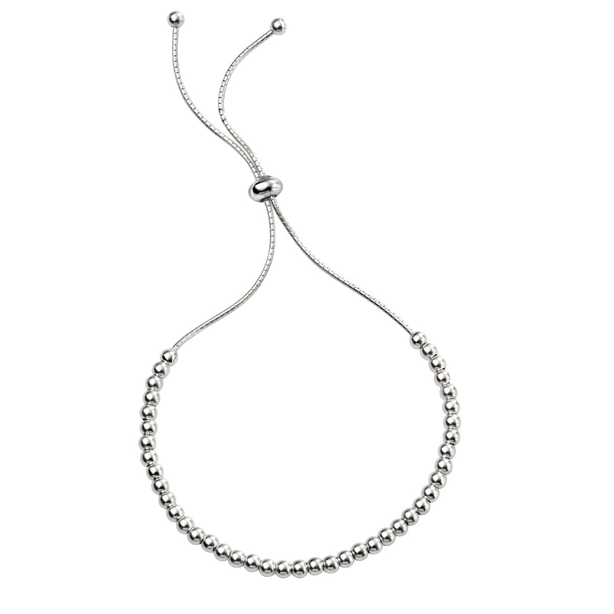 Gecko Sterling Silver Polished Ball Adjustable Toggle Bracelet
