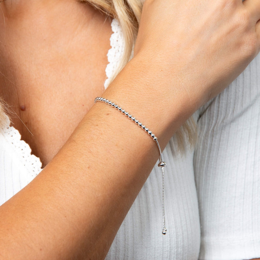 Gecko Sterling Silver Polished Ball Adjustable Toggle Bracelet