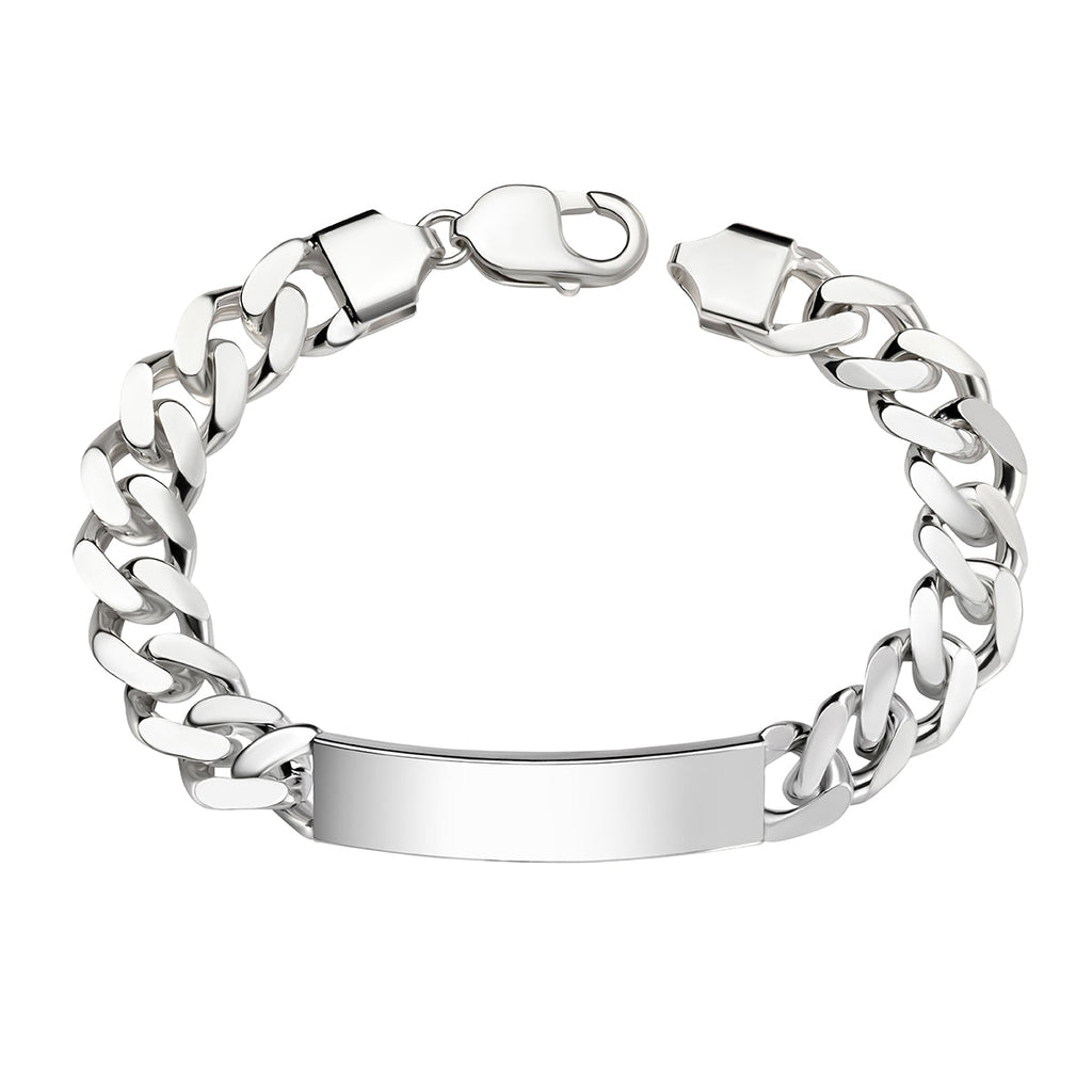 Gecko Jewellery Sterling Silver Heavyweight ID Bar Curb Bracelet – 22cm