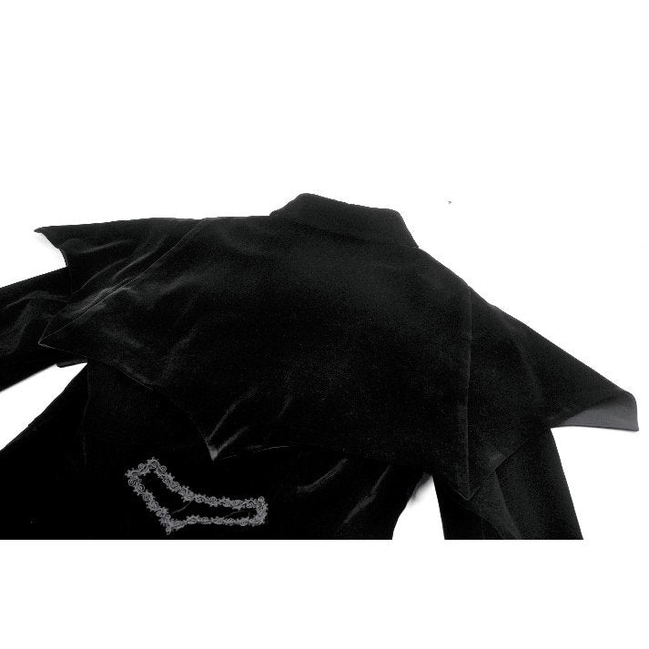 Dark in Love Lilith Officer Velvet Coat – Black Gothic High-Low Jacket