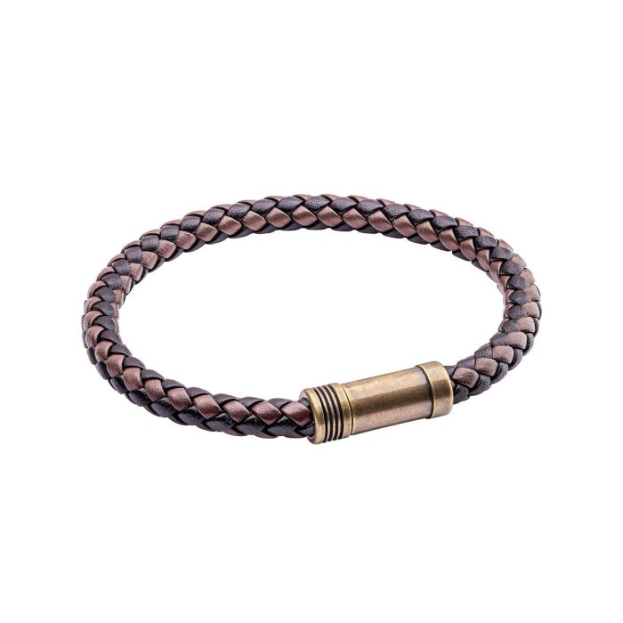 Gecko Jewellery Two Tone Woven Genuine Leather Bracelet for Men
