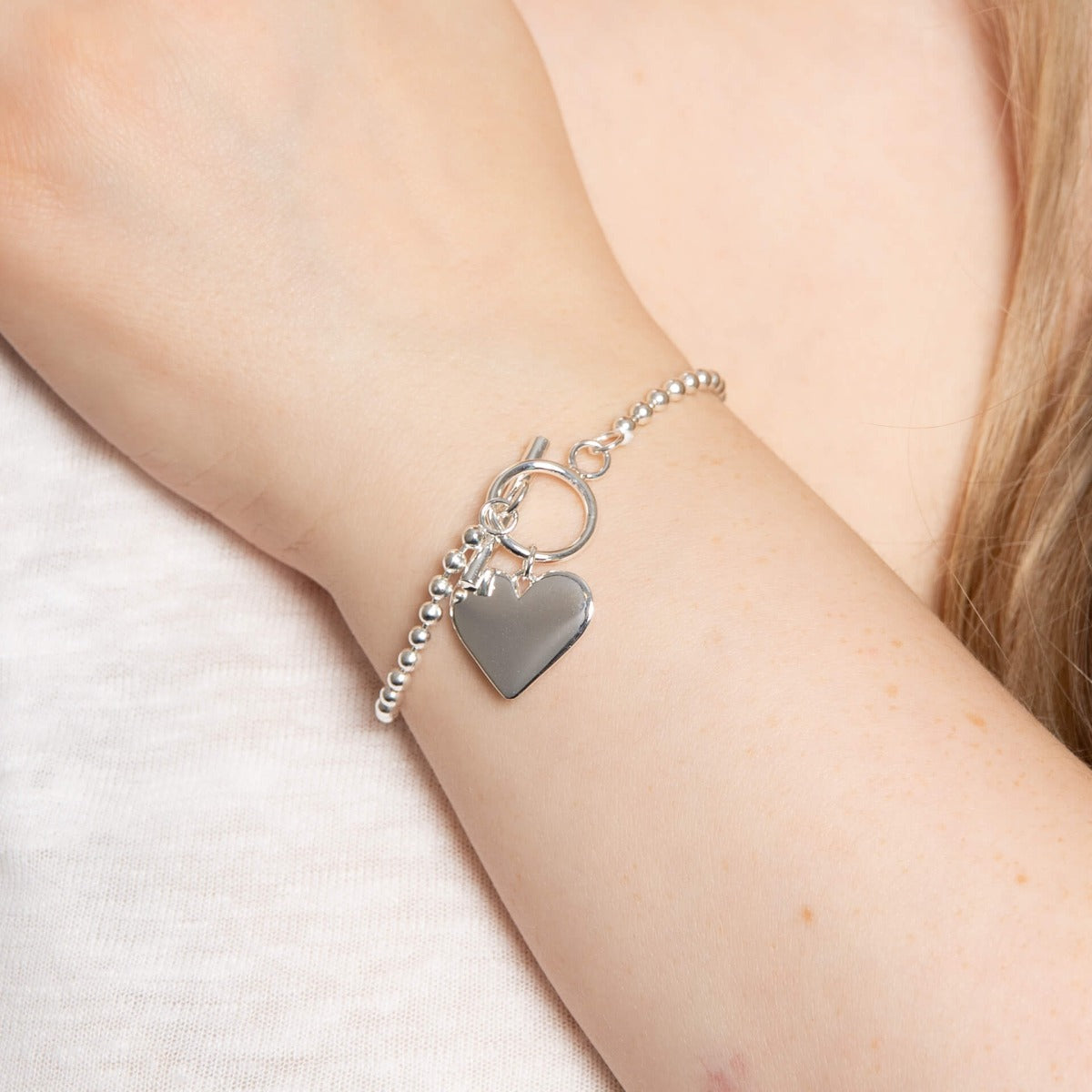 Gecko Jewellery Ball Chain Bracelet with Engravable Heart Tag