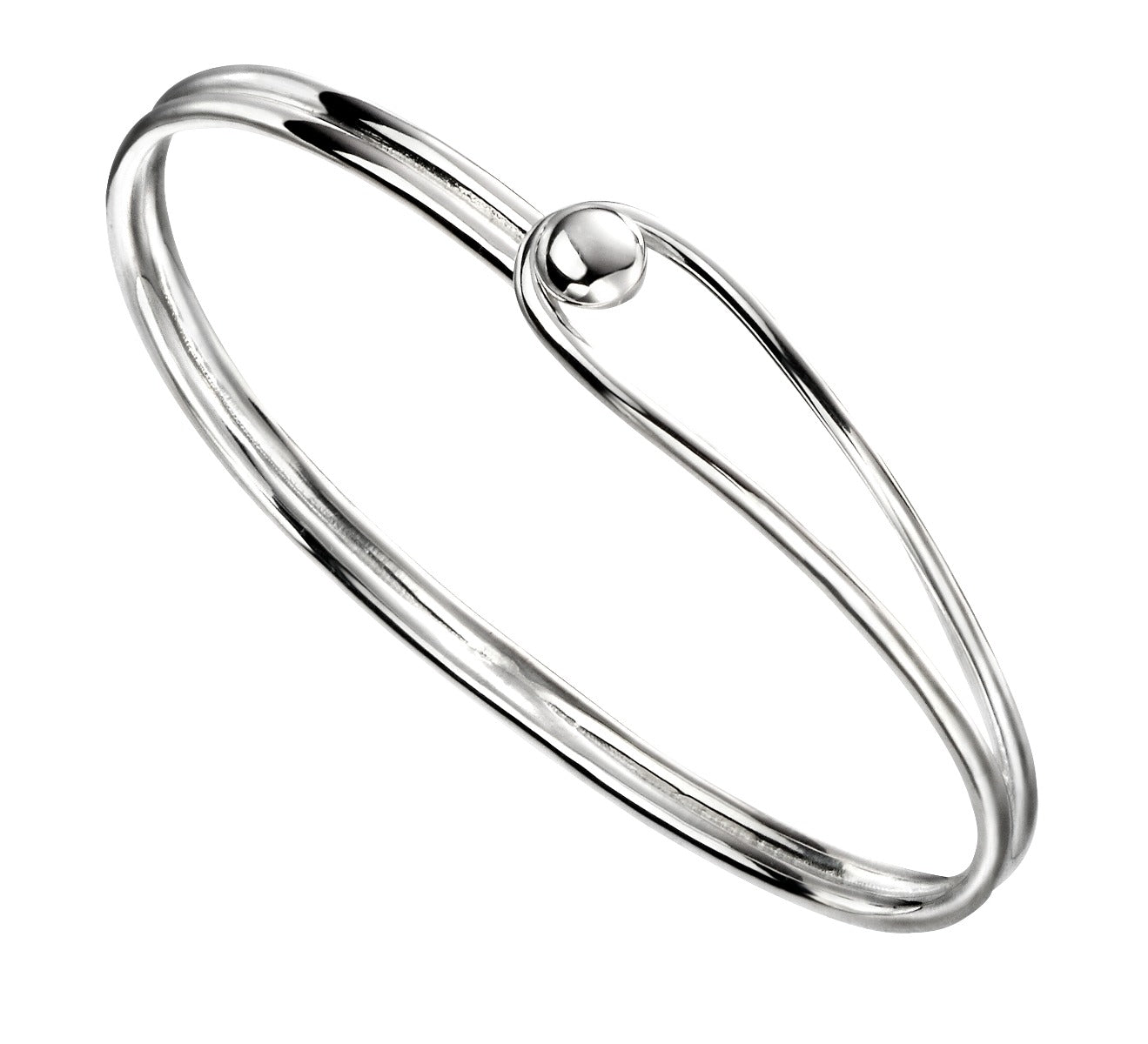 Gecko Jewellery Oval Bangle with Polished Feature Ball Clasp