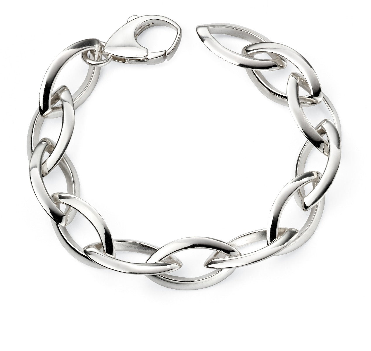 Gecko Jewellery Marquise Chain Bracelet – Polished Silver Finish