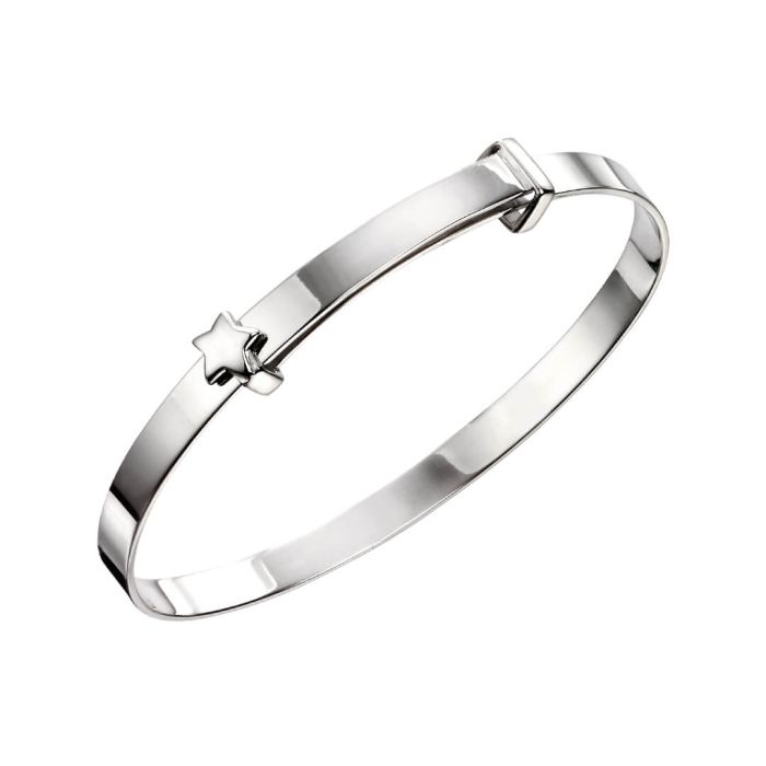 Gecko Jewellery Sterling Silver Star Motif Expandable Baby Bangle