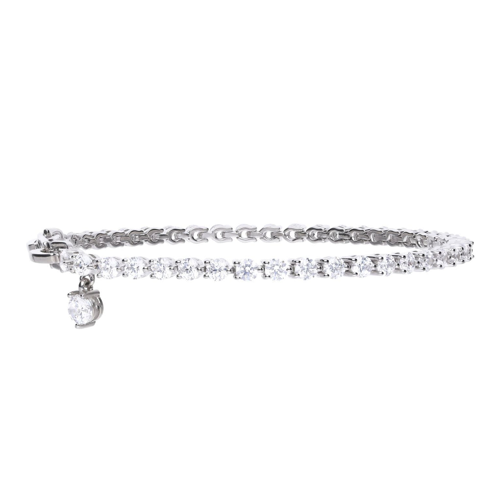 Gecko Jewellery Sterling Silver Small Zirconia Charm Tennis Bracelet
