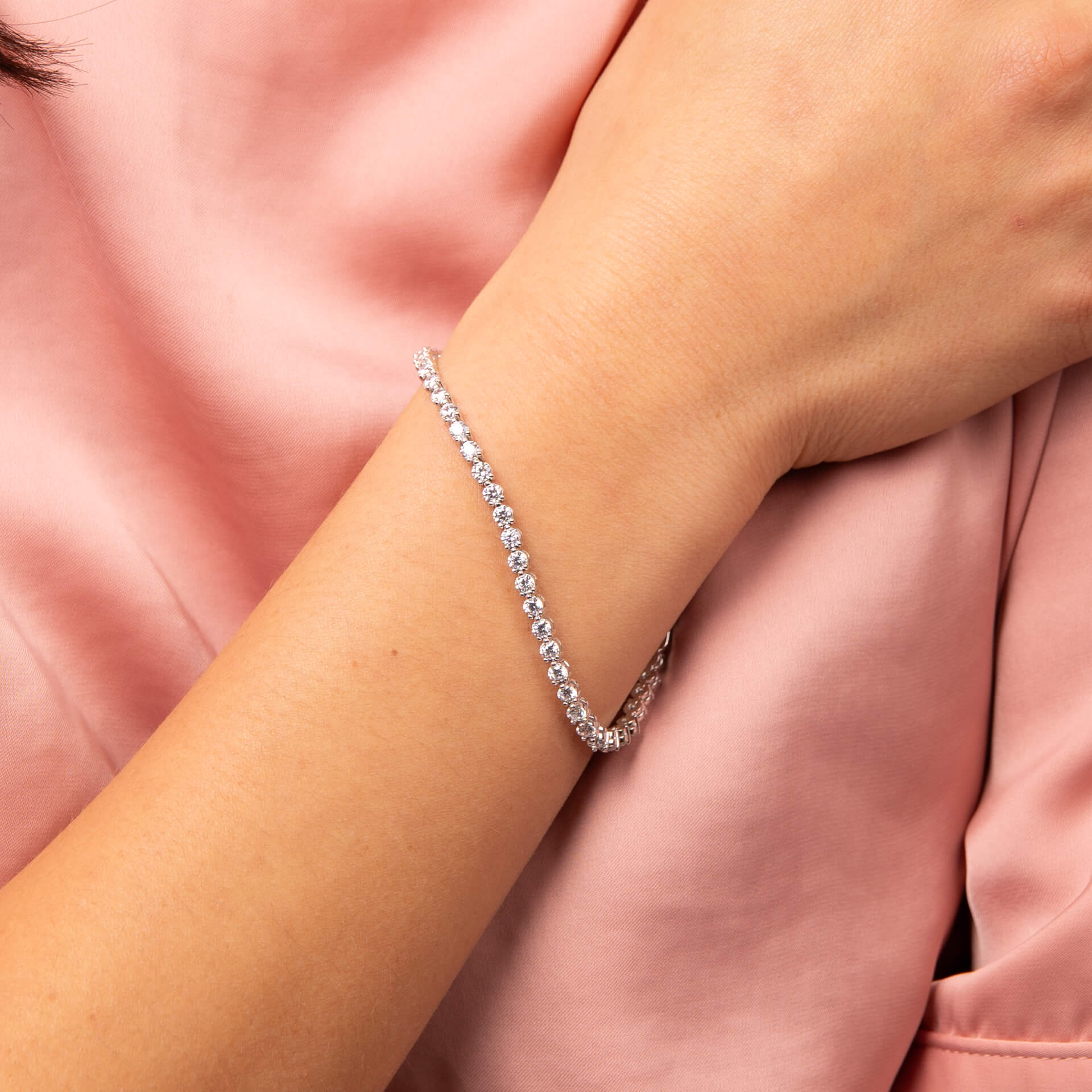 Gecko Jewellery Sterling Silver Small Zirconia Charm Tennis Bracelet