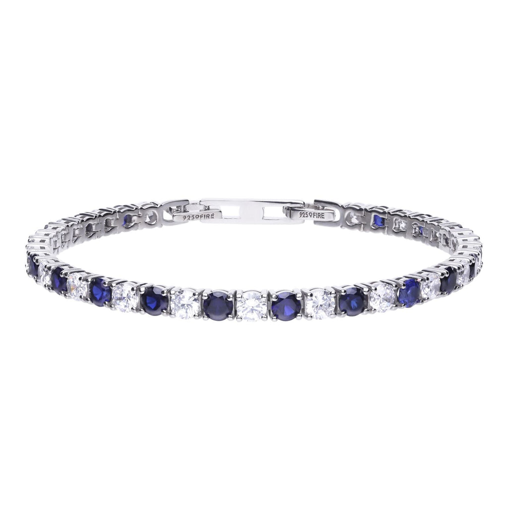 Gecko Jewellery Two Tone Oval Zirconia Sterling Silver Tennis Bracelet