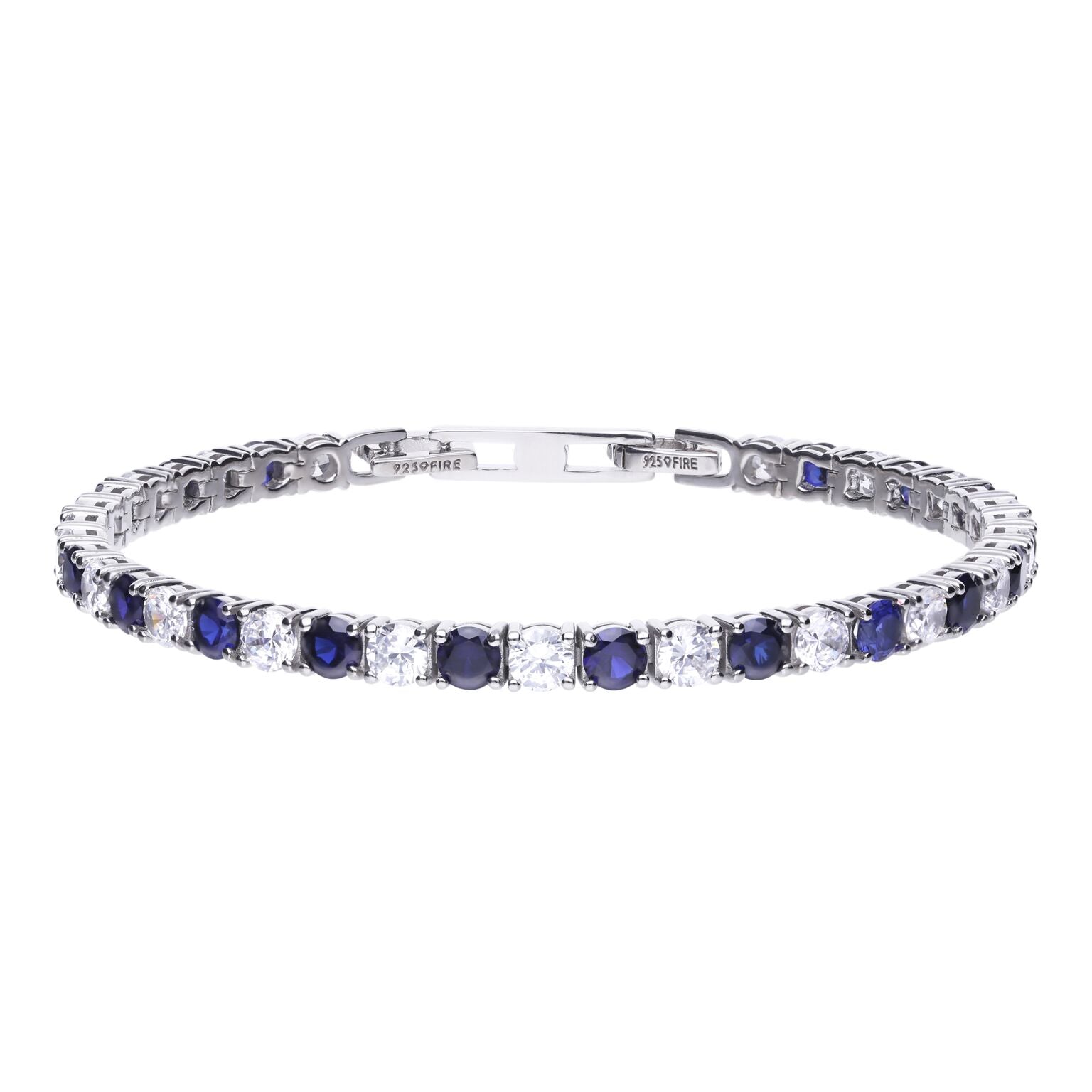 Gecko Jewellery Two Tone Oval Zirconia Sterling Silver Tennis Bracelet