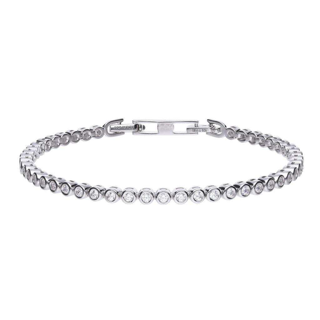Gecko Jewellery Sterling Silver Bezel Set Zirconia Tennis Bracelet