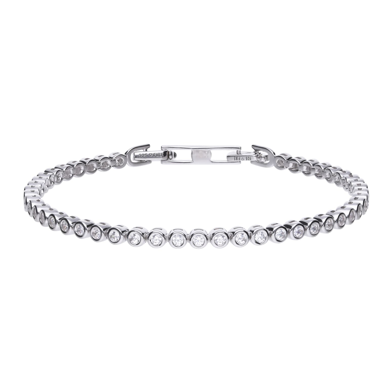 Gecko Jewellery Sterling Silver Bezel Set Zirconia Tennis Bracelet