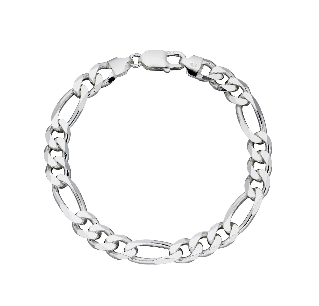 Gecko Sterling Silver Heavyweight Figaro Bracelet for Men - 22cm