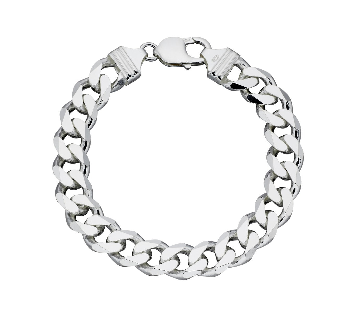 Gecko Jewellery Men's Sterling Silver Heavyweight Diamond Cut Bracelet