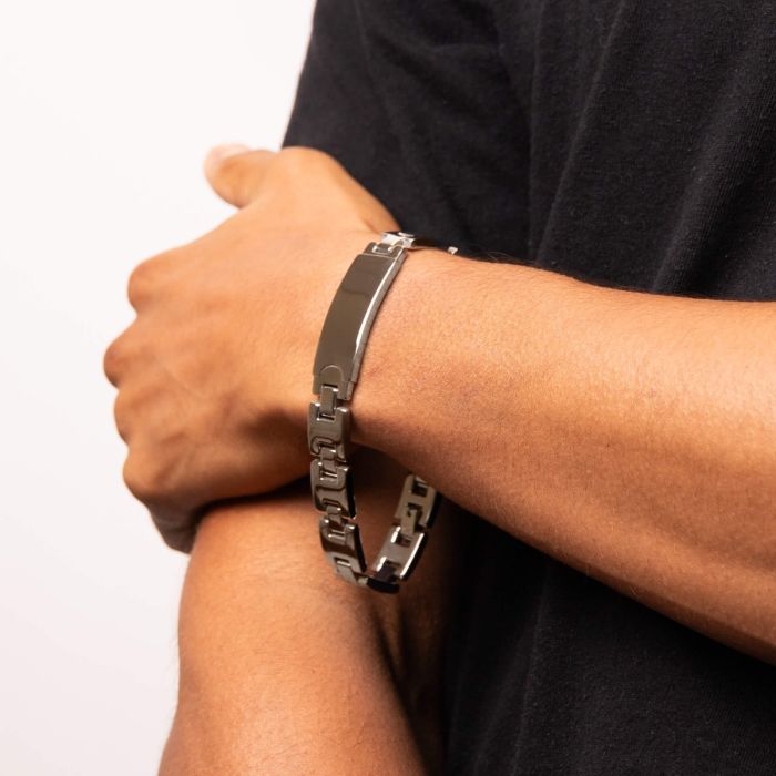Fred Bennett Stainless Steel ID Bar Bracelet - Engravable Men's Jewelry