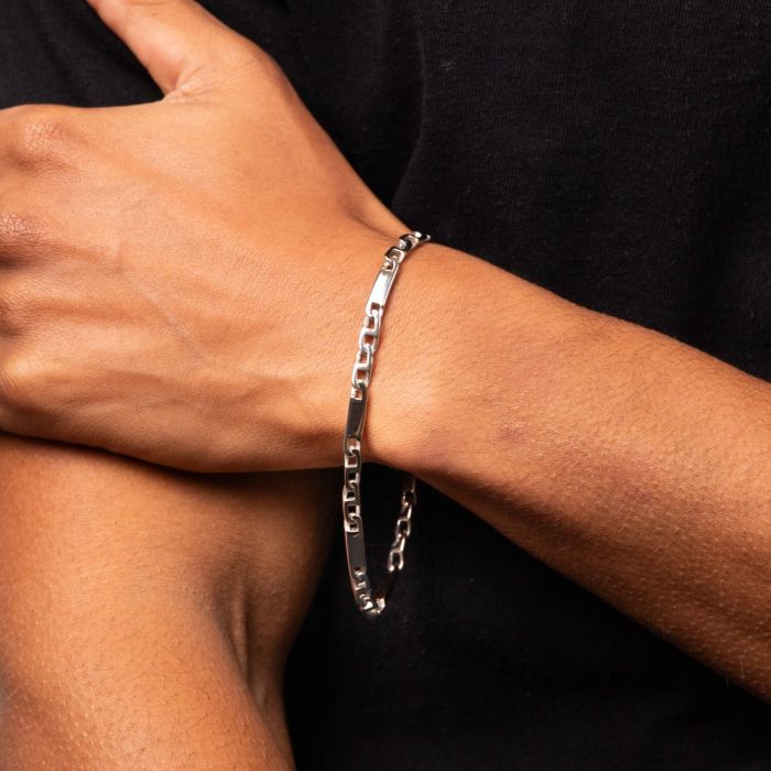 Gecko Jewellery Retail Stainless Steel Bar Chain Bracelet for Men