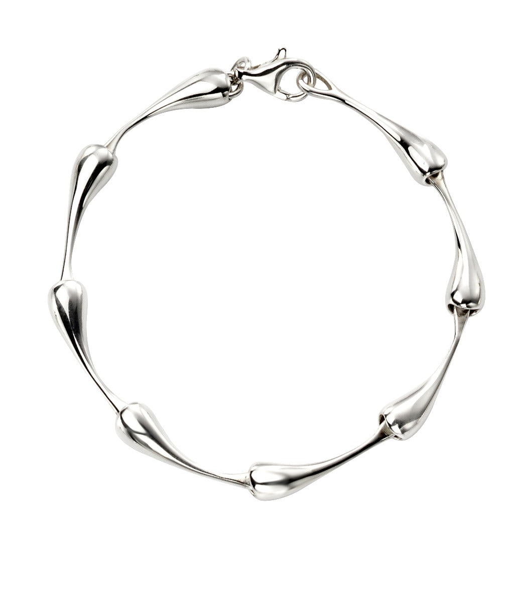 Gecko Jewellery Sterling Silver Organic Elongated Droplet Bracelet