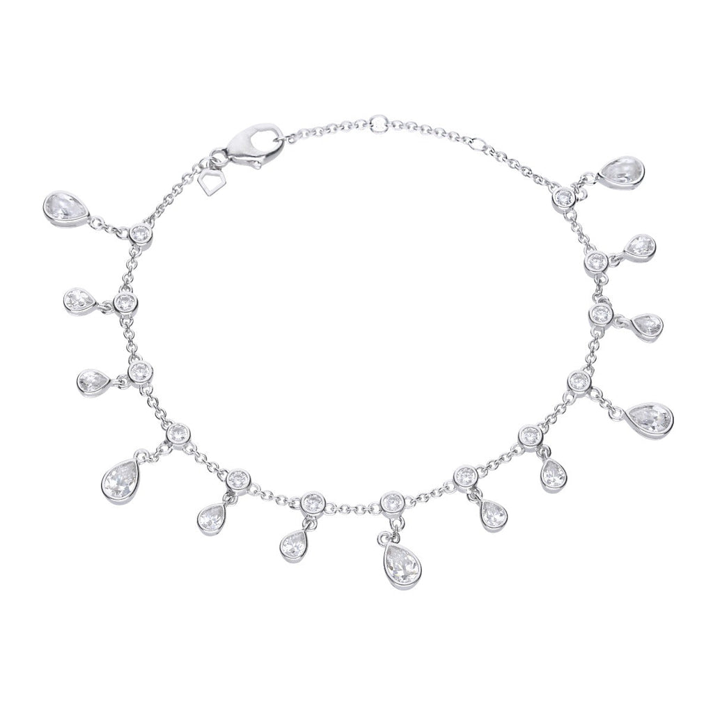 Diamonfire Multi Drop Zirconia Bracelet – Triple Plated Sterling Silver