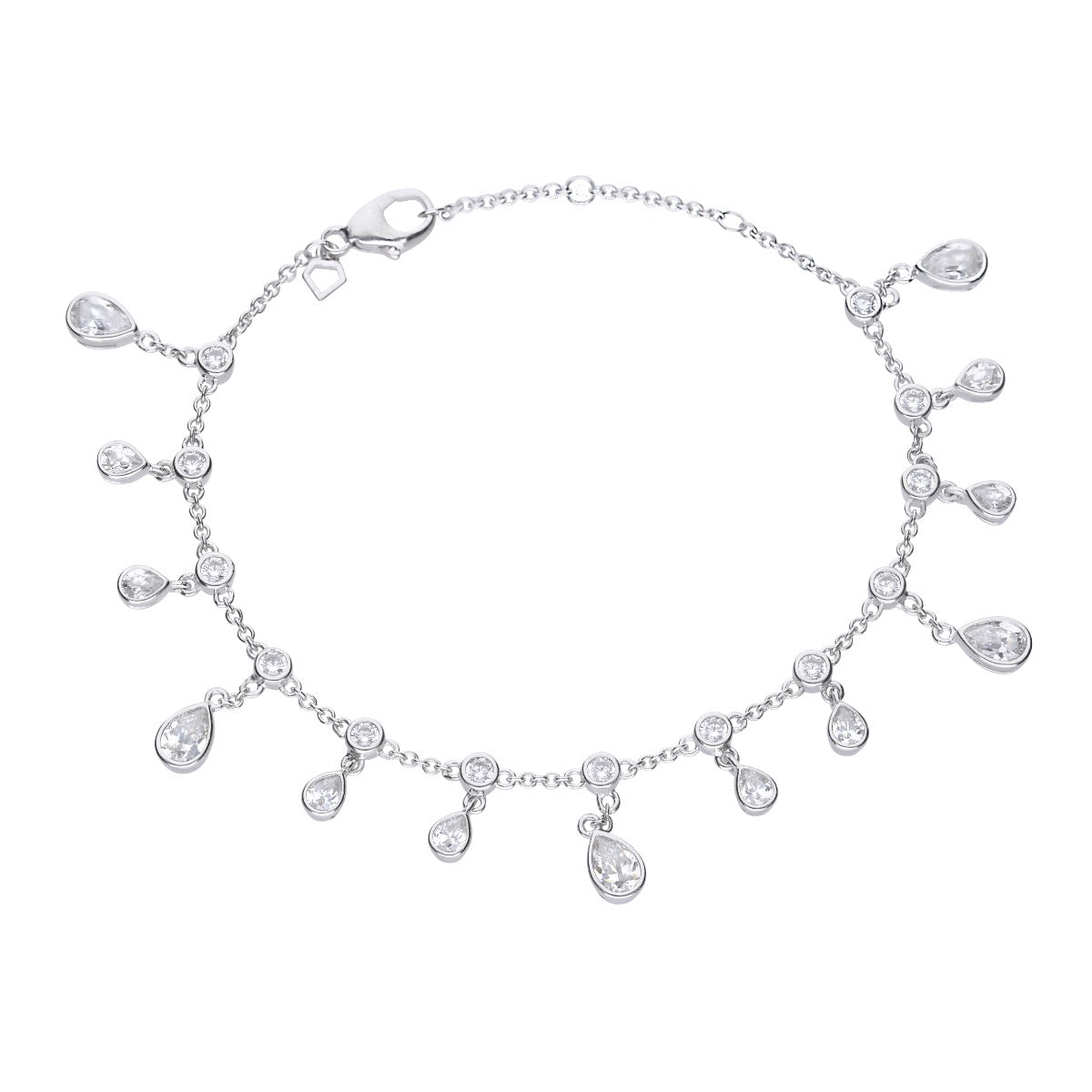 Diamonfire Multi Drop Zirconia Bracelet – Triple Plated Sterling Silver
