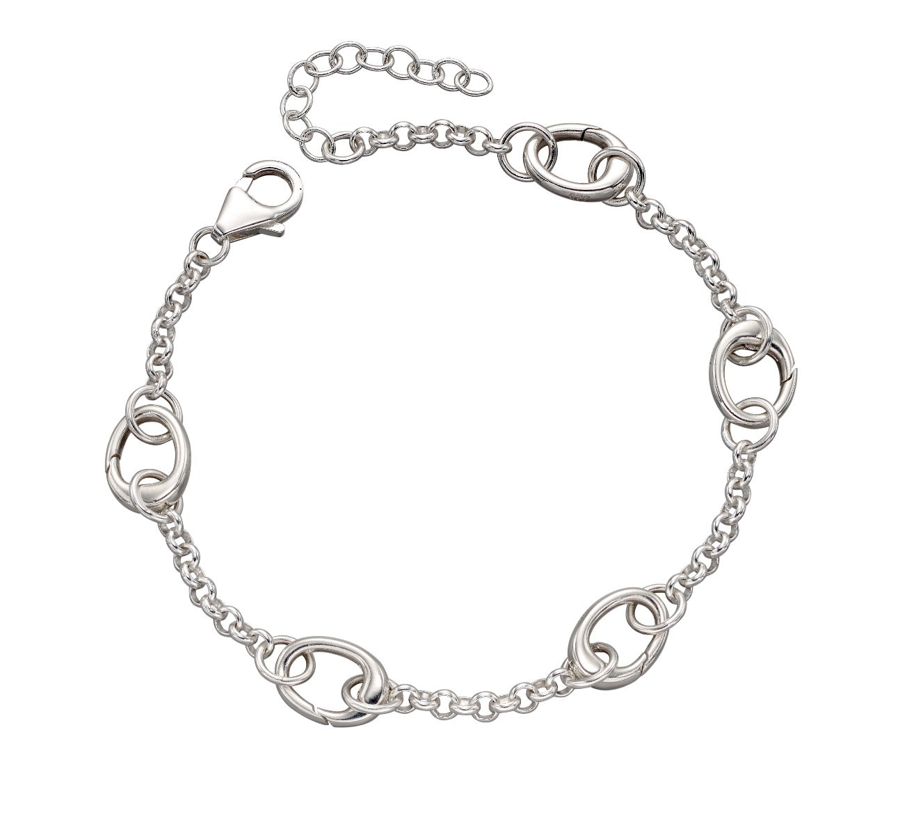 Gecko Jewellery Sterling Silver 5 Link Charm Bracelet for Women
