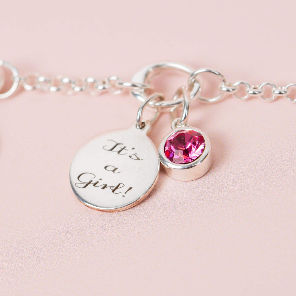 Crystal Birthstone Charm – Sterling Silver Pendant by Gecko Jewellery