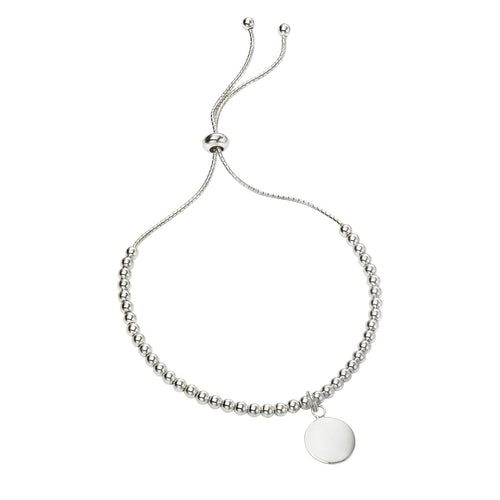 Beginnings Silver Ball Slider Toggle Bracelet with Engravable Disc