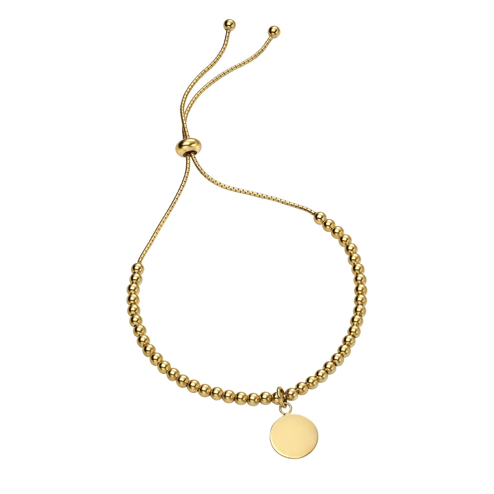 Beginnings Silver Ball Slider Toggle Bracelet with Engravable Disc