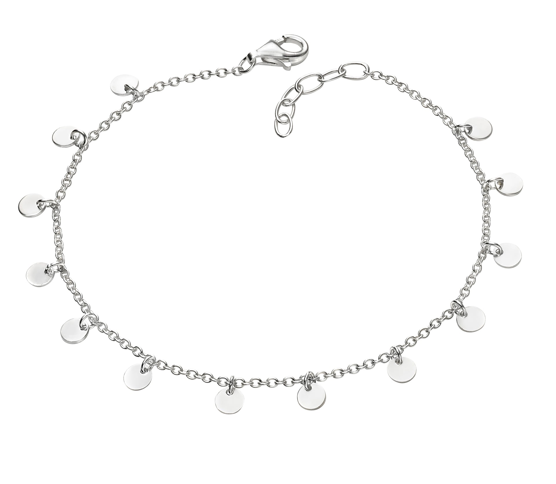 Gecko Jewellery Mini Disc Bracelet – Sterling Silver 18-20cm Chain