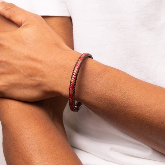 Gecko Jewellery Multi-Tone Woven Leather Bracelet – Genuine Leather