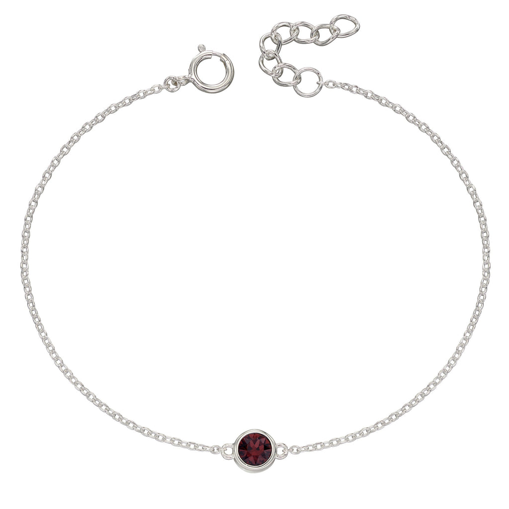 Crystal Birthstone Bracelet | Sterling Silver Adjustable Chain by Gecko