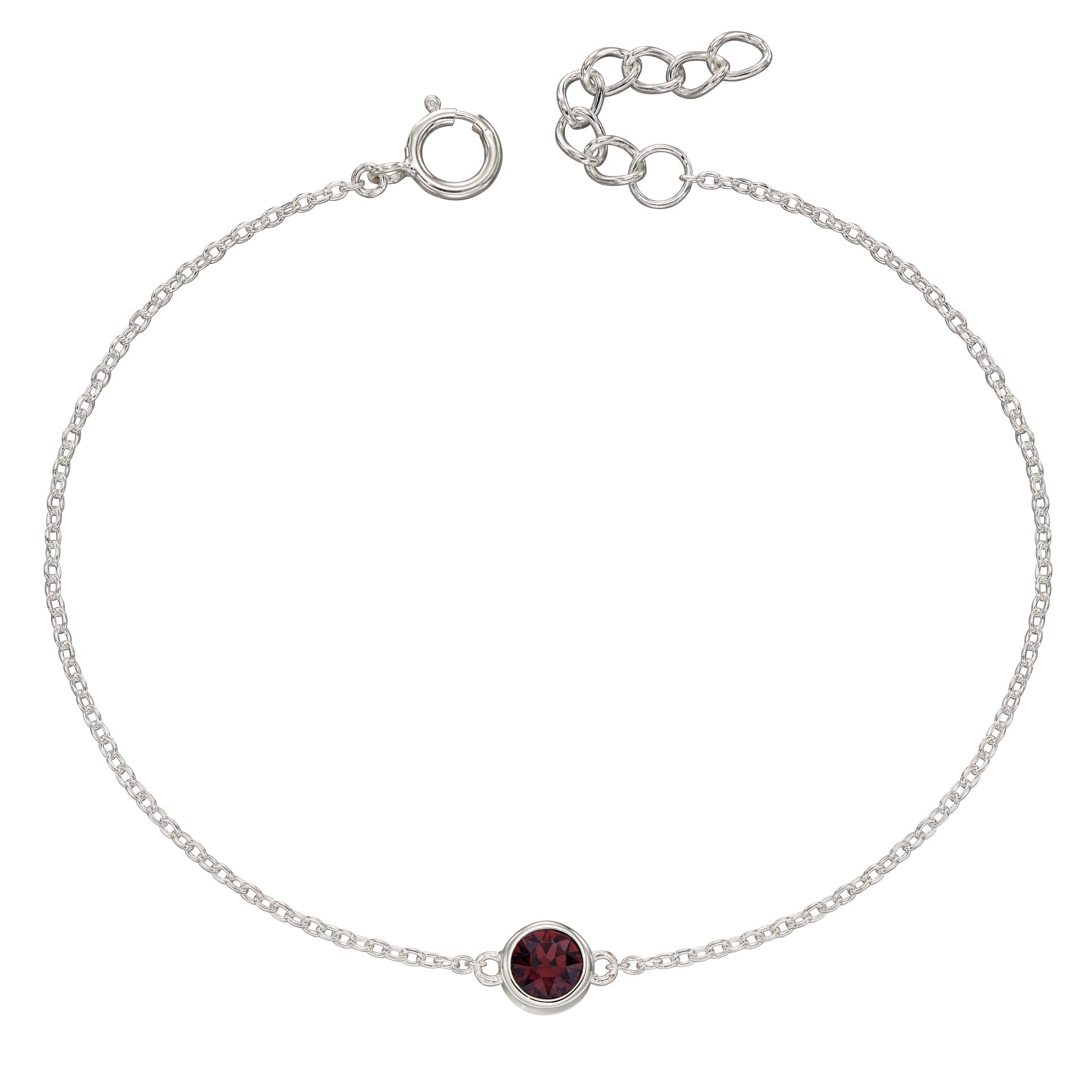 Crystal Birthstone Bracelet | Sterling Silver Adjustable Chain by Gecko