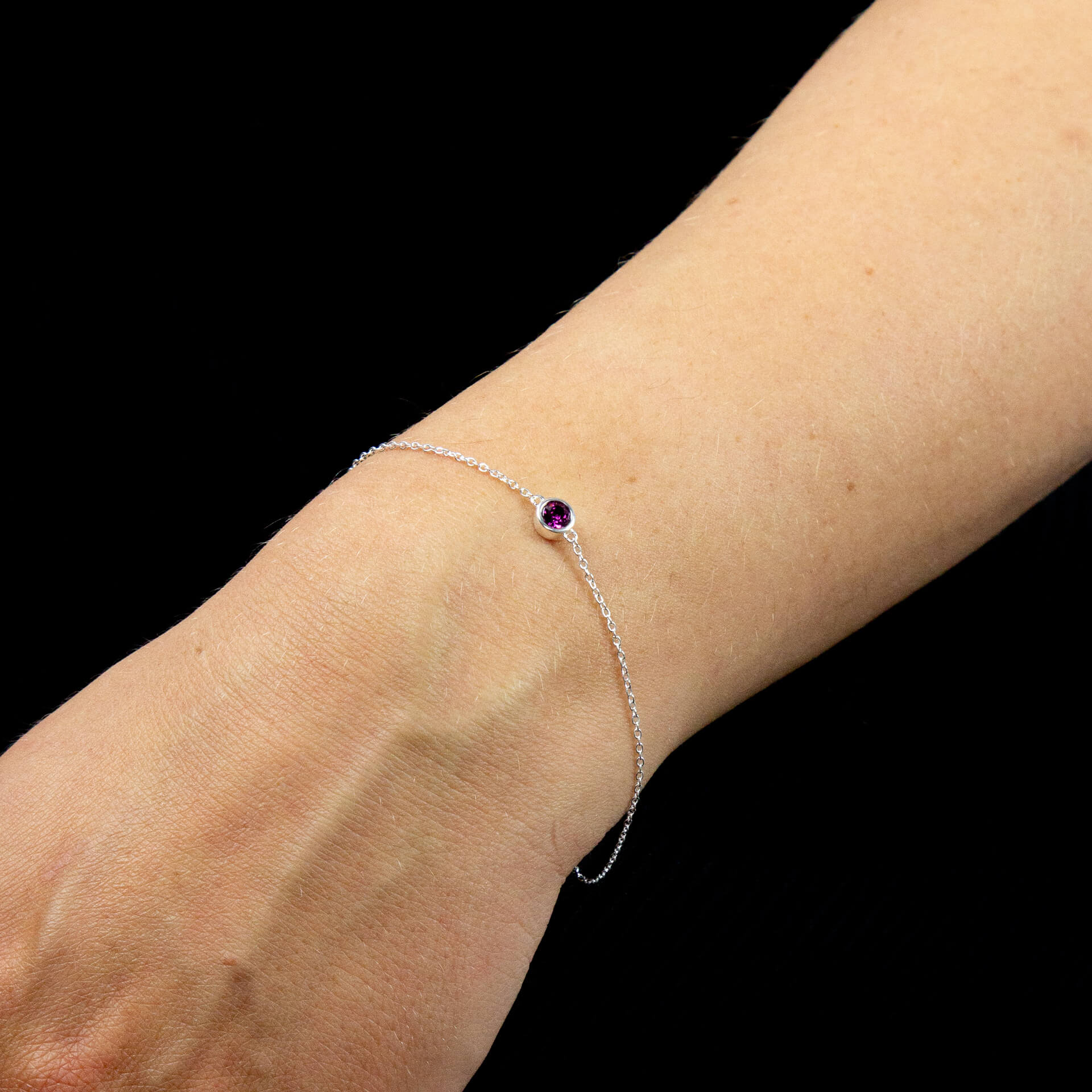 Crystal Birthstone Bracelet | Sterling Silver Adjustable Chain by Gecko